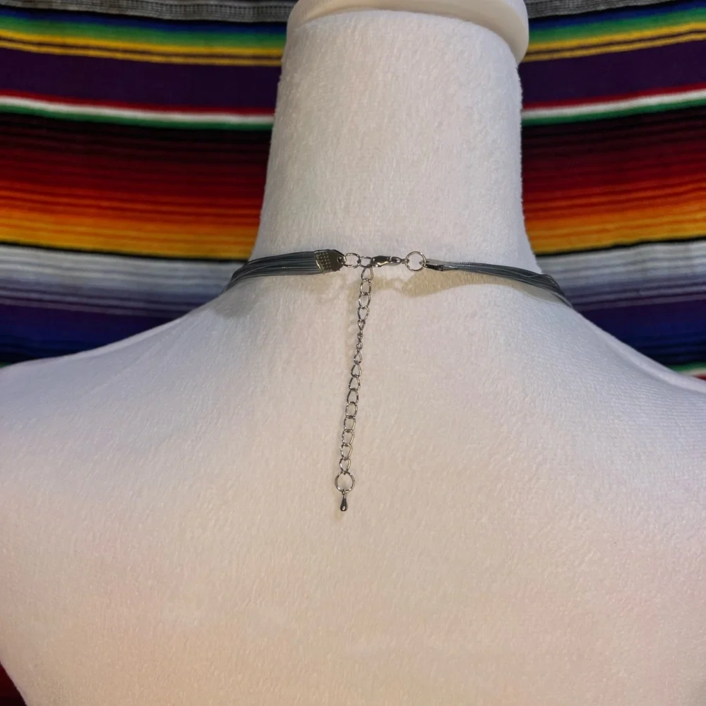 Silver and Turquoise Beaded Statement Necklace - Picture 2 of 4